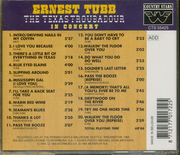 Texas Troubadour In Concert (CD)