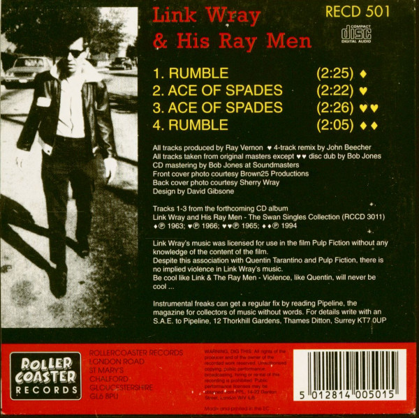 Link Wray & His Raymen - Music From The Motion Picture 'Pulp Fiction' (CD EP)