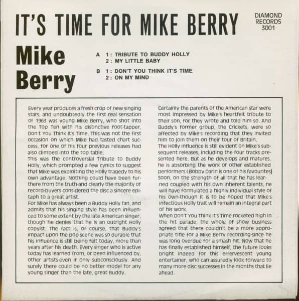 It's Time For Mike Berry (7inch, 45rpm, PS, EP)