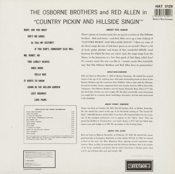 Country Pickin' And Hillside Singin' (Vinyl)