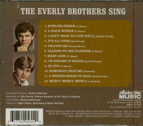 The Everly Brothers Sing (CD)