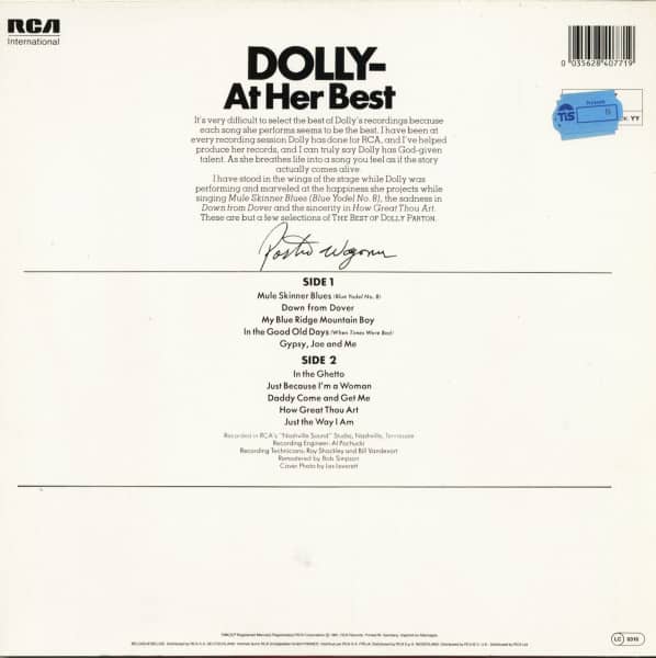 The Best Of Dolly Parton (LP)