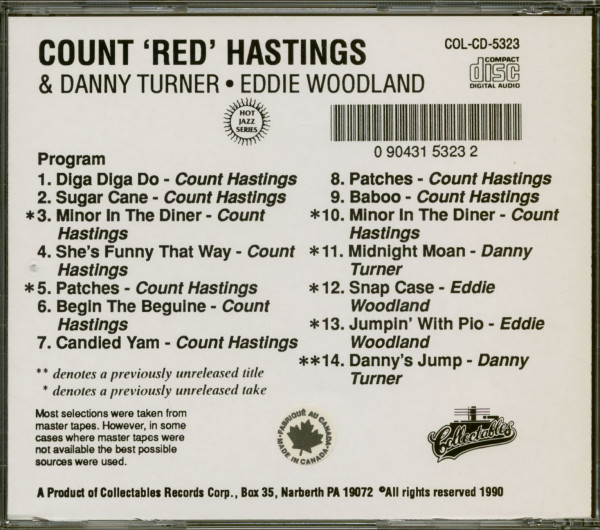 Count 'Red' Hastings & Danny Turner, Eddie Woodland (CD)