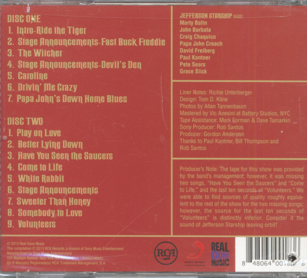 Live In Central Park NYC - May 12, 1975 (2-CD)