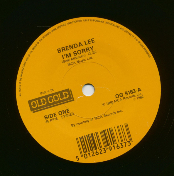 I´m Sorry - All Alone Am I (7inch, 45rpm, SC)