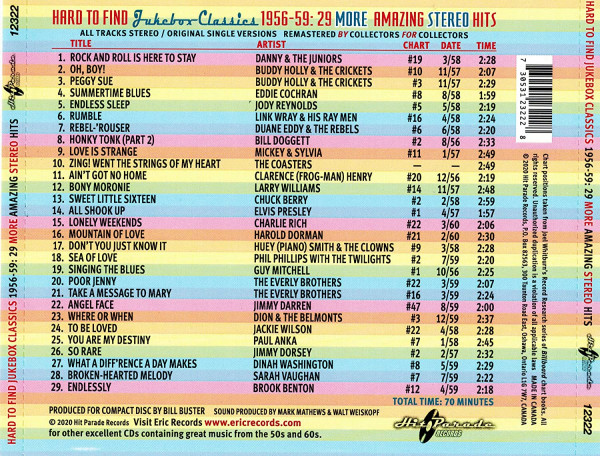 Hard to Find Jukebox Classics 1956-59 (CD)