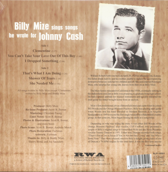 From Billy Mize 1958 Demos For Cash (10inch LP)