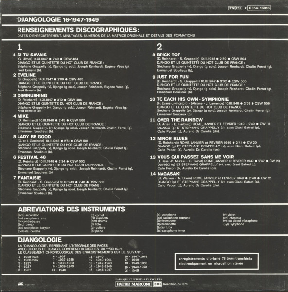 Djangologie 16 (1947-1949) (LP)