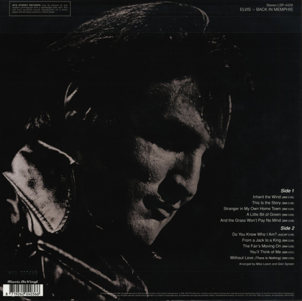 Elvis Back In Memphis (LP, 180g colored Vinyl, Ltd.)