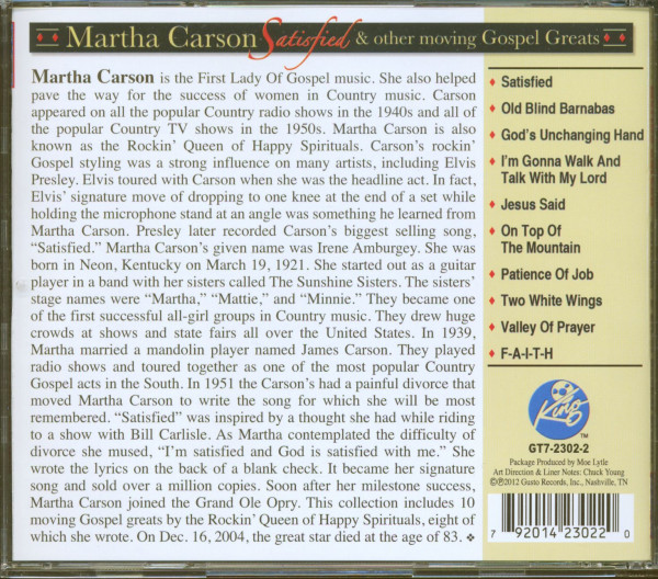 Satisfied & Other Moving Gospel Greats (CD)