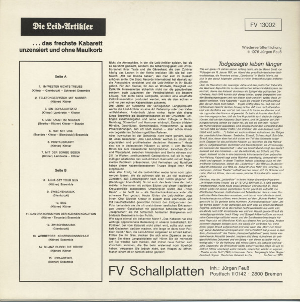 Die Leid-Artikler (LP)