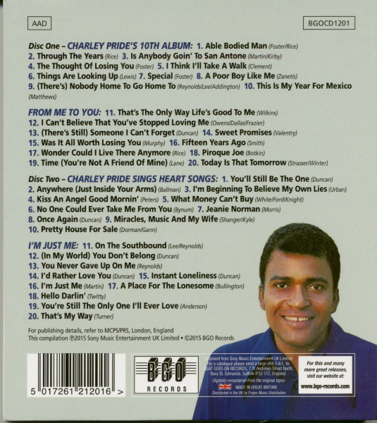 Charley Pride's 10th Album, From Me To You, Sings Heart Songs, I'm Just Me (2-CD)