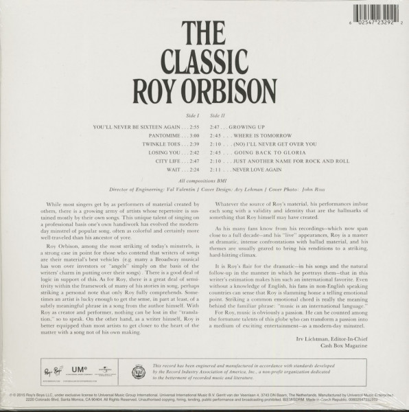 The Classic Roy Orbison (LP, 180g Vinyl)