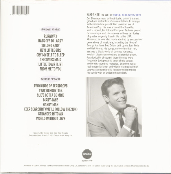 Handy Man - The Best Of Del Shannon (LP, 140g Vinyl)