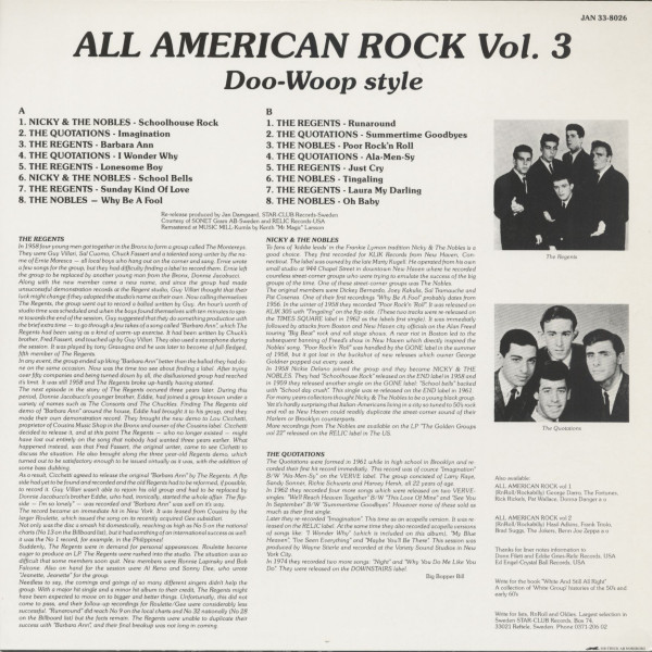 All American Rock Vol.3 - Doo-Woop 50'style (LP)