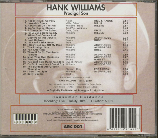 Prodigal Son, Live in Nashville 1949 (CD)