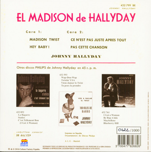 El Madison De Hallyday (7inch, EP, 45rpm, PS, SC, Pink Vinyl, Ltd.)