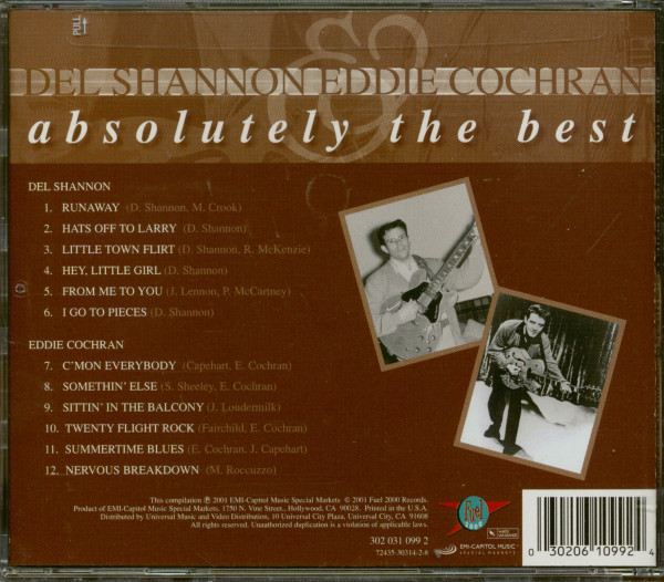 Del Shannon & Eddie Cochran - Absolutely The Best (CD)