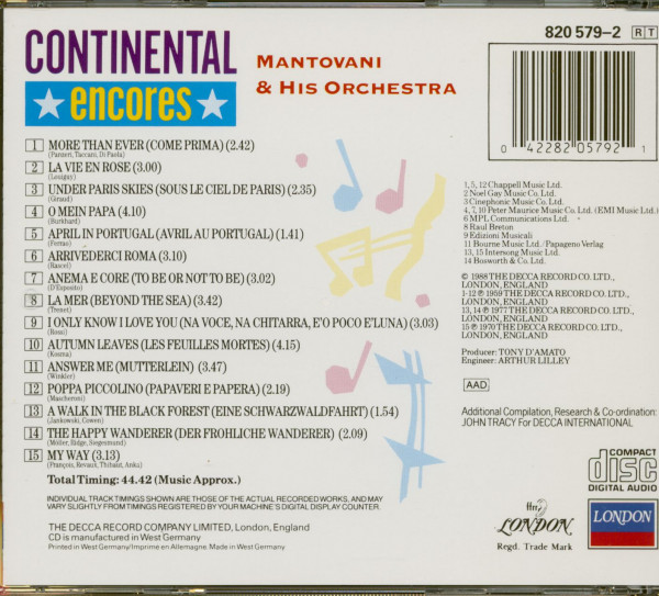 Continental Encores (CD)