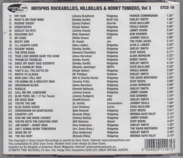Vol.3, Memphis Rockabilly, Hillbilly & Honky