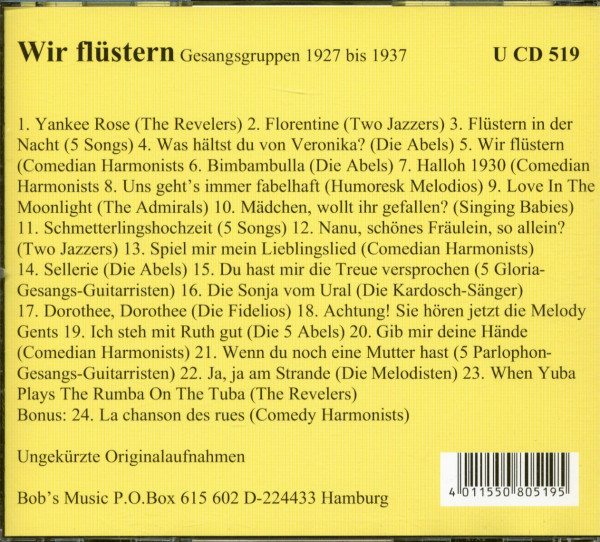 Wir flüstern - Gesangsgruppen 1927 bis 1937 (CD)