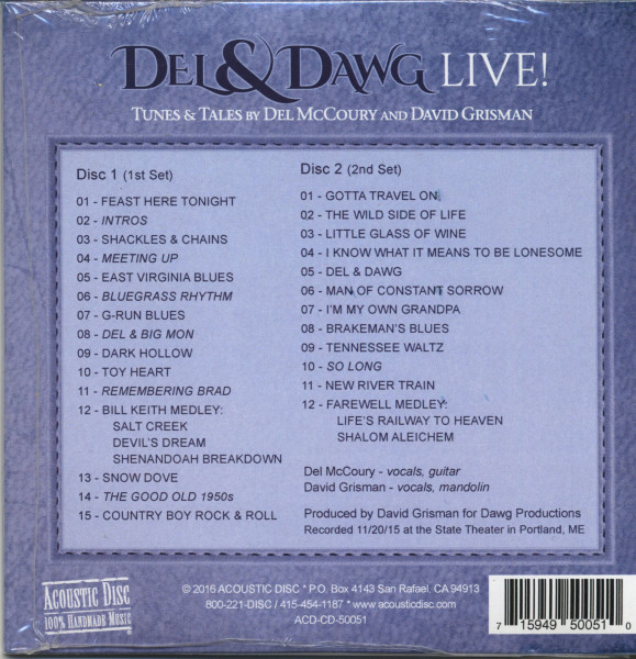 Live! - Tunes & Tales By Del McCoury And David Grisman (2-CD)