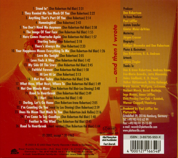 And Then I Wrote - Songs For Elvis (CD)