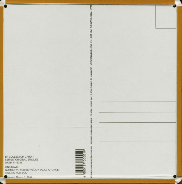Collector Card Vol.1 - Link Davis Gumbo Ya-Ya