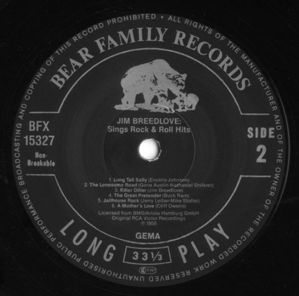 Jim Breedlove Sings Rock & Roll (LP)