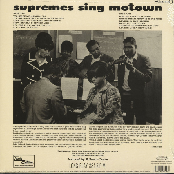The Supremes Sing Motown (LP, 180g Vinyl, Ltd.)