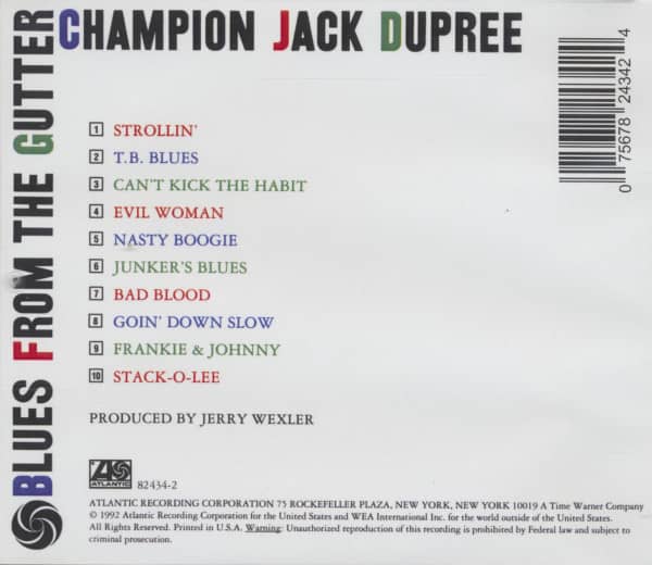 Blues From The Gutter - Champion Jack Dupree (CD)