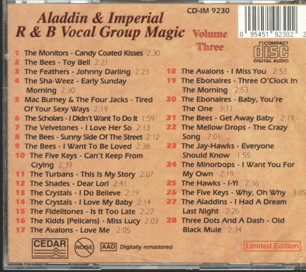 Vol.3, Vocal Group Magic (Aladdin - Imperial)