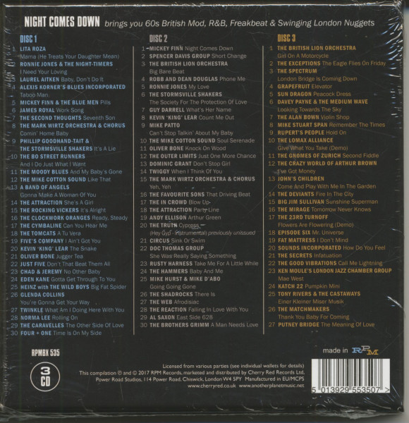 Night Comes Down - 60's British Mod, R&B, Freakbeat & Swinging London Nuggets (3-CD-Box)