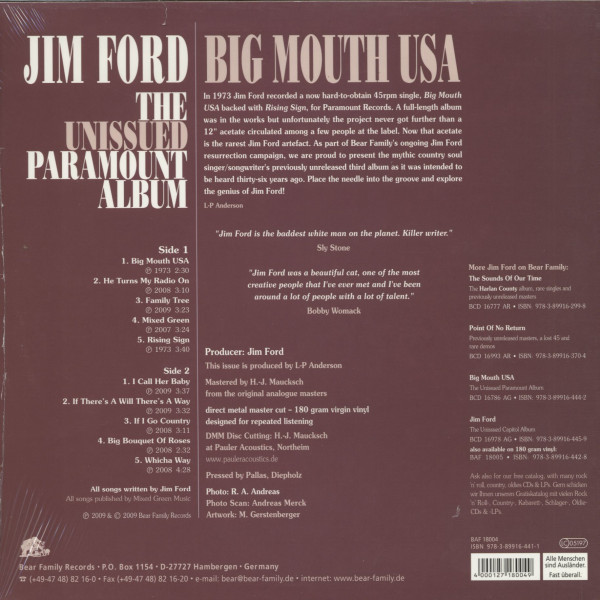 Big Mouth USA - The Unissued Paramount Album (LP, 180g vinyl)