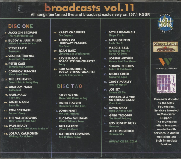 KGSR Broadcasts Vol.11 - Radio 107.1 KGSR Austin (2-CD)