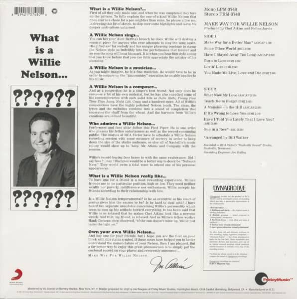 Make Way For Willie Nelson (LP, 180g Vinyl, Ltd.)
