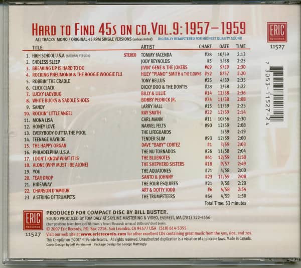 Vol.9, Hard To Find 45s On CD 1957-59