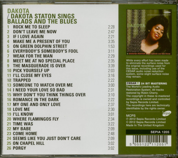 Dakota Staton Sings Ballads And The Blues (CD)