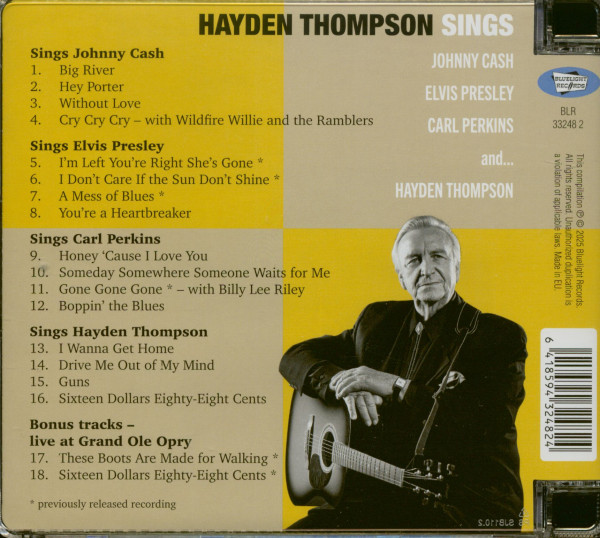 Hayden Thompson Sings Johnny Cash, Elvis Presley, Carl Perkins ... (CD)