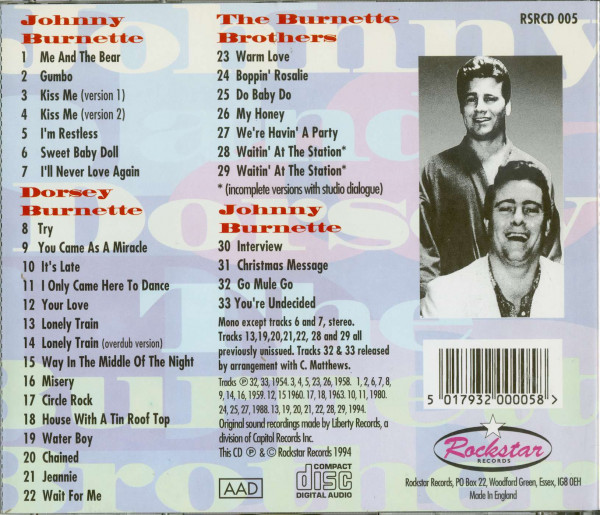 Johnny & Dorsey - The Burnette Brothers (CD)
