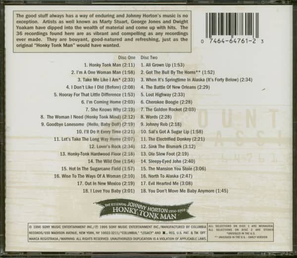 Honky Tonk Man - The Essential Johnny Horton (2-CD)