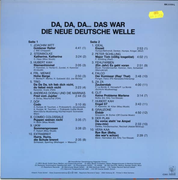 Da, Da, Da Das War Die... Neue Deutsche Welle (LP)