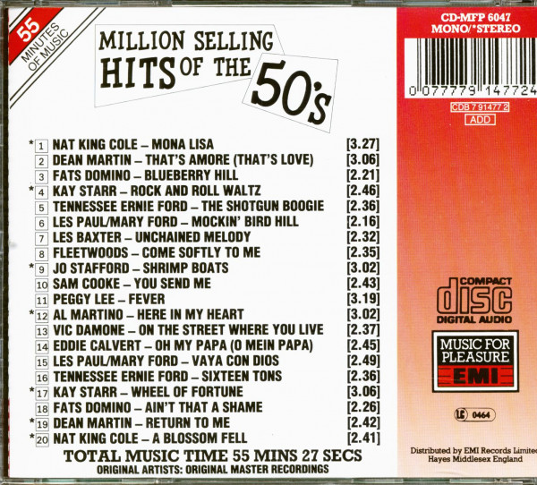 Million Selling Hits Of The 50s (CD)