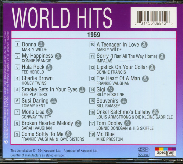 World Hits 1959 (CD)