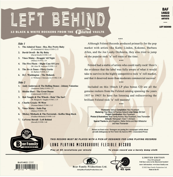 Left Behind - Black & White 'Felsted' Rockers (LP & CD, 10inch, 45rpm)