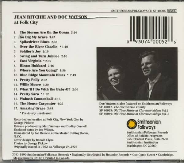 Jean Ritchie And Doc Watson At Folk City (CD)
