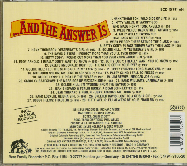 Great Country Answer Discs From The '50s And Their Original Versions Vol.1 (CD)
