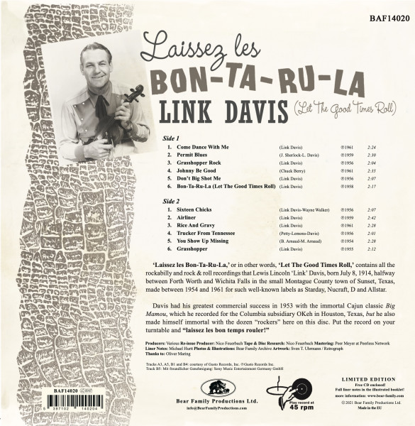 Laissez Les Bon-Ta-Ru-La (Let The Good Times Roll) (LP & CD, 10inch, 45rpm)