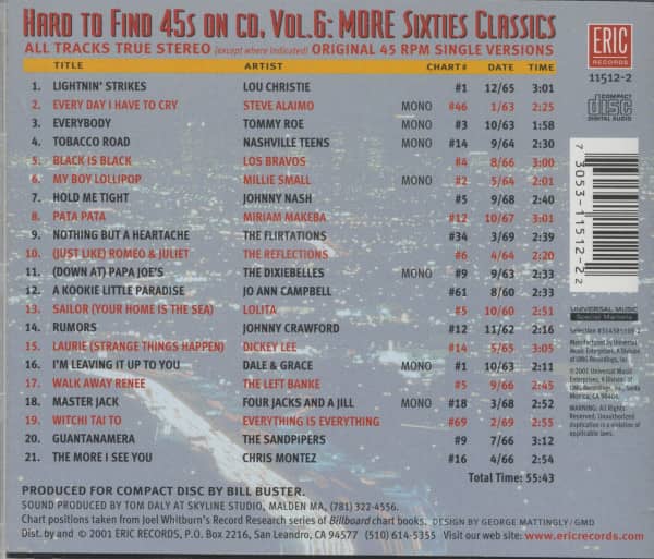 Vol. 6 - More Sixties Classics (CD)