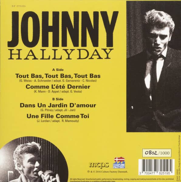 Johnny Hallyday (7inch, EP, 45rpm, PS, SC, Yellow Vinyl, Ltd.)